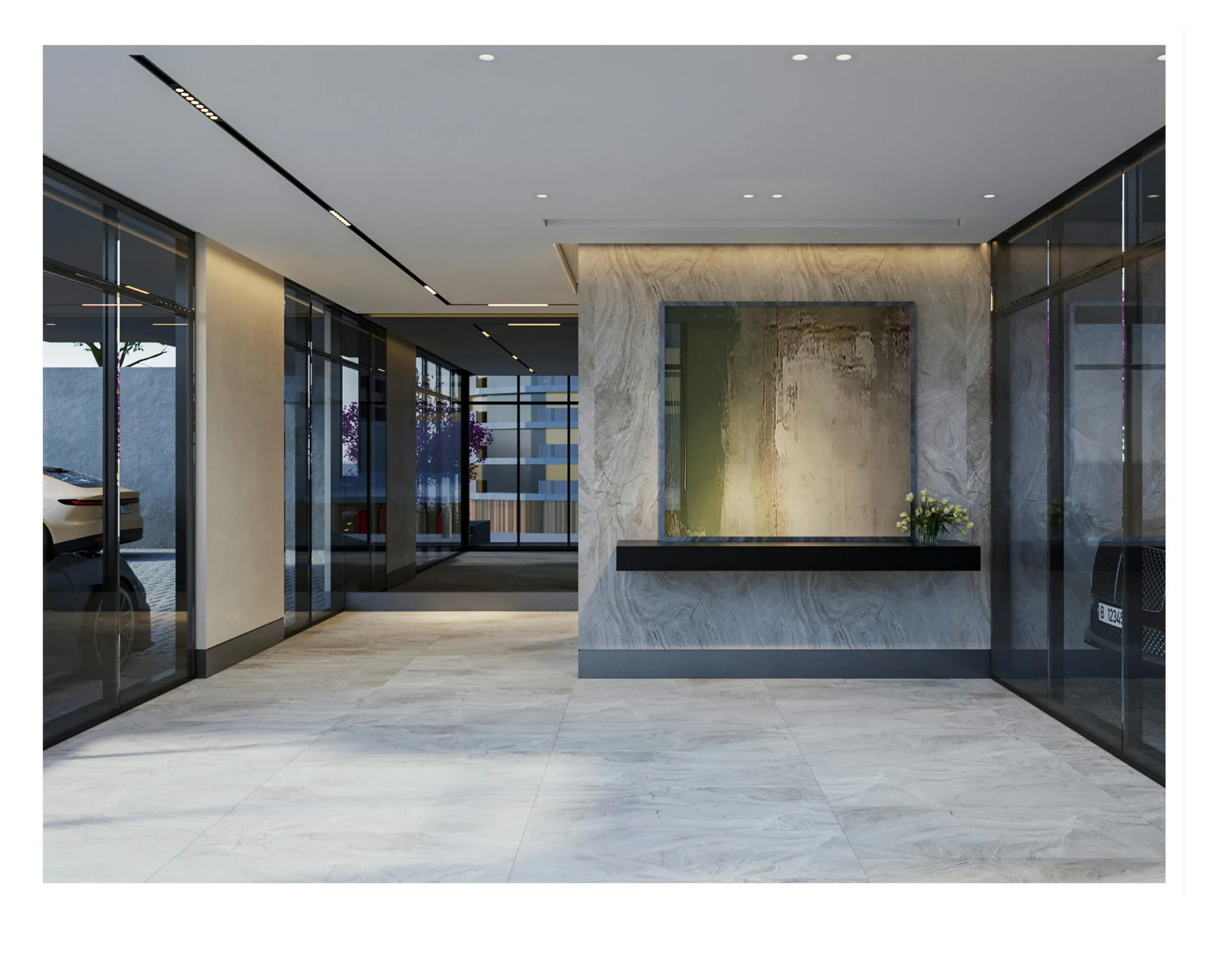 apartment entry and corridor in a compact residential interior.