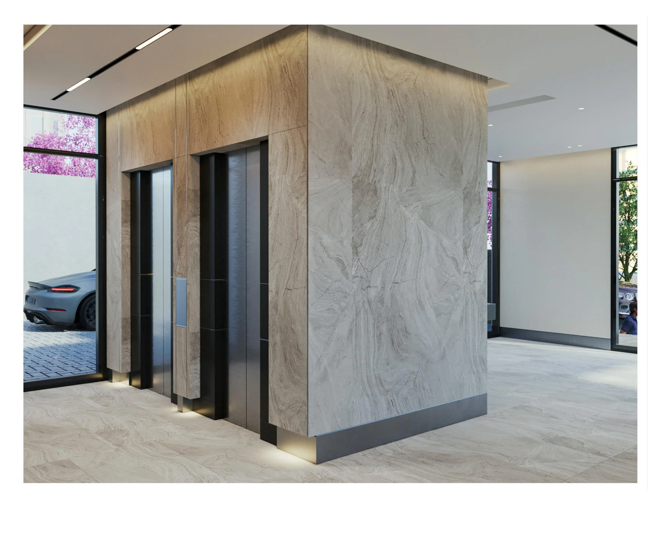 bedroom door and storage in a compact residential interior.