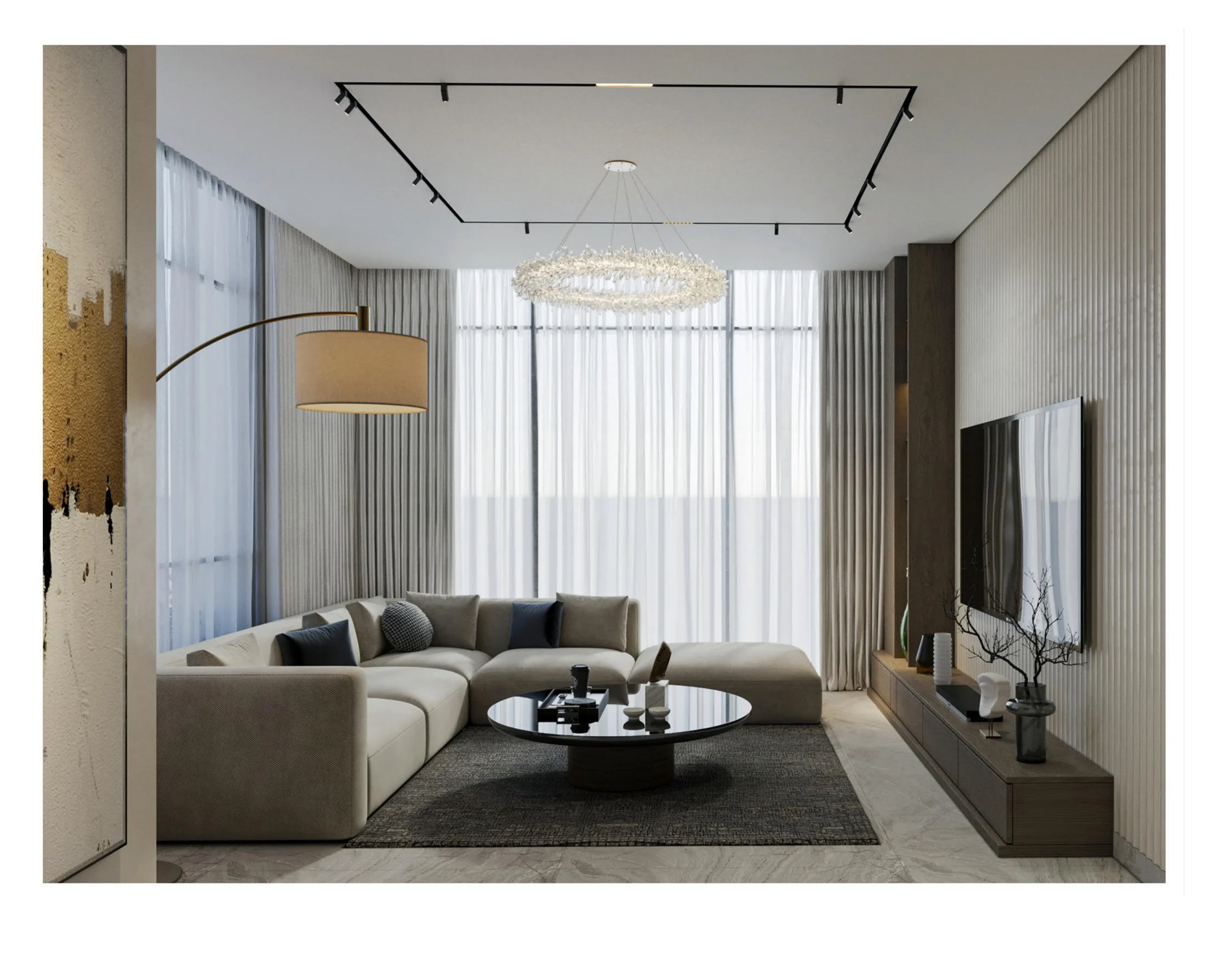 bedroom window view in a compact residential interior.