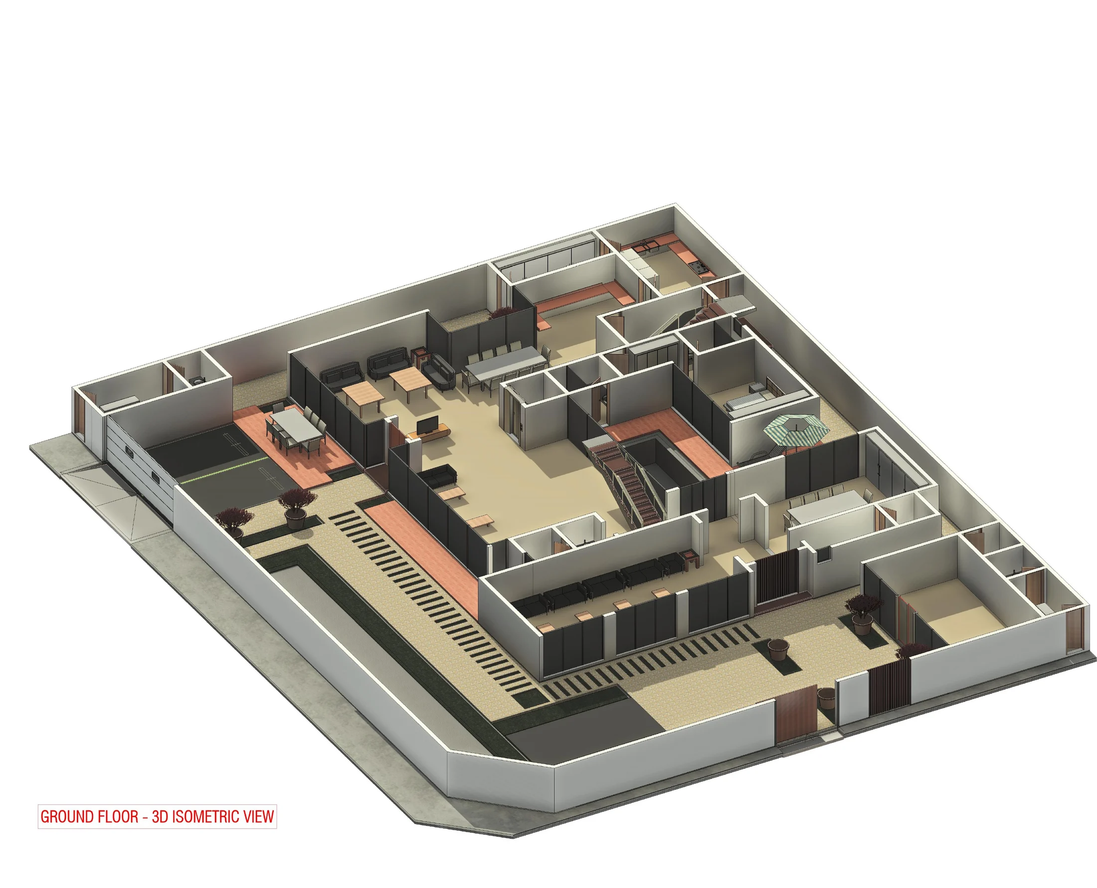 interior layout model shown in a coordinated BIM model.