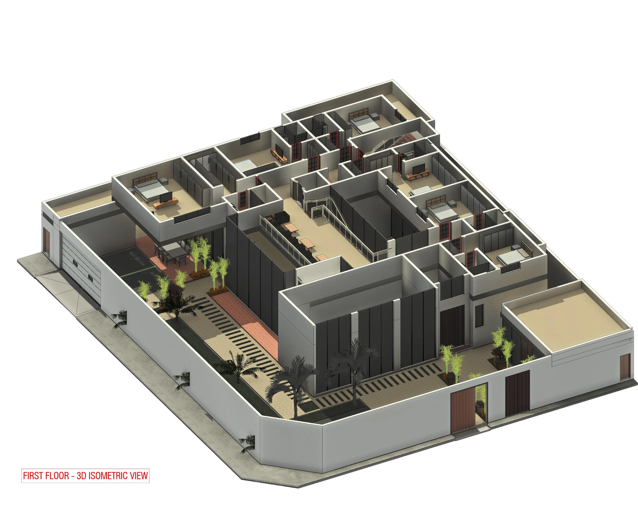 courtyard massing model shown in a coordinated BIM model.